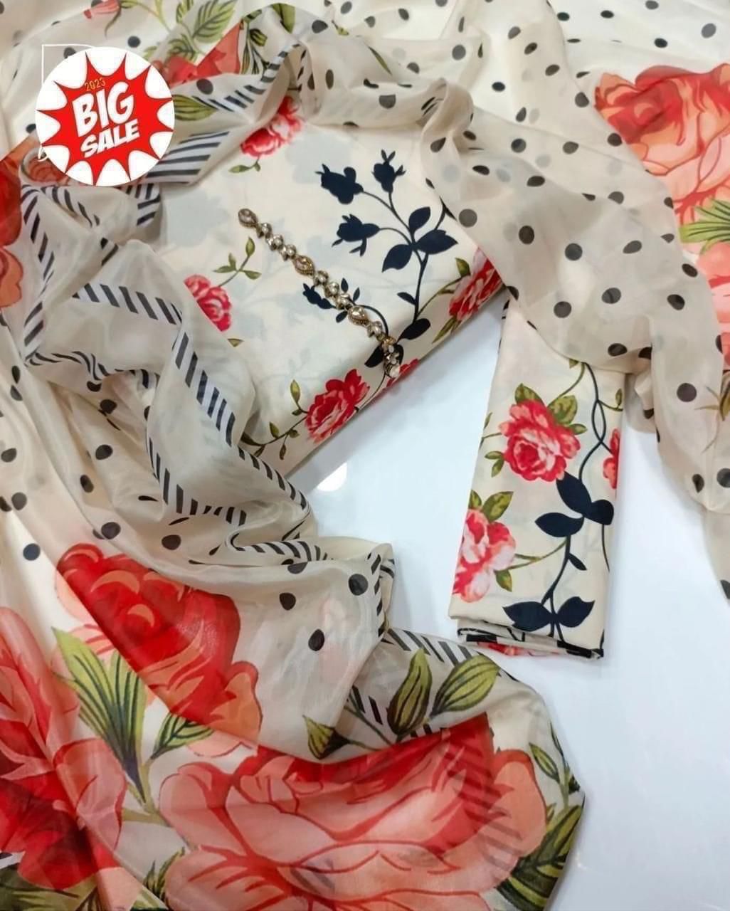 Swiss Lawn Digital Print 3Pc Dress Silk Duppta SW-013