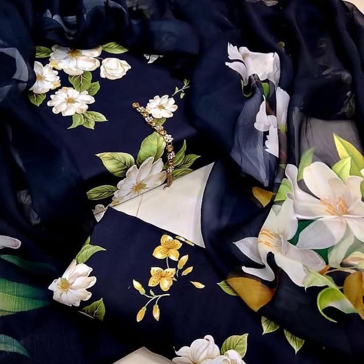 Swiss Lawn Digital Print 3Pc Dress Silk Duppta SW-026